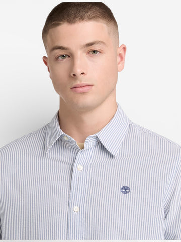 Timberland Ls Seersucker Striped Shirt - Camicie Uomo - Bianco/Celeste
