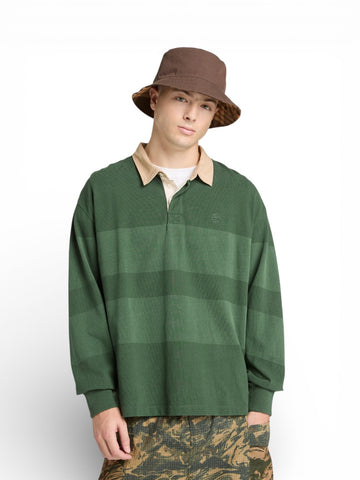 Timberland Ls Striped Rugby Polo - T-Shirt Uomo - Verde
