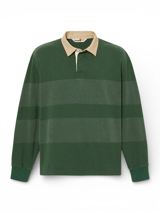 Timberland Ls Striped Rugby Polo - T-Shirt Uomo - Verde
