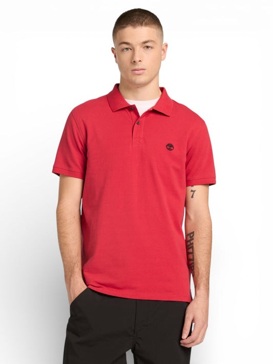 Timberland Millers River Short Sleeve Stretch Polo American Beauty - T-Shirt Uomo - Rosso