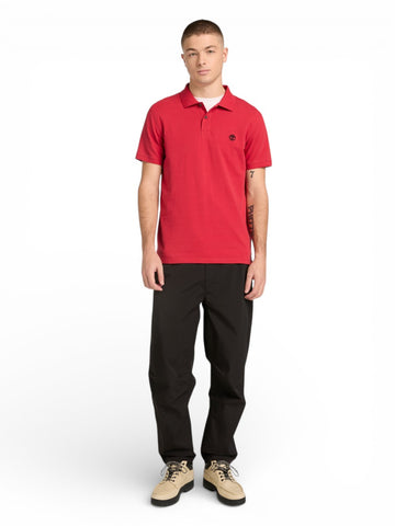Timberland Millers River Short Sleeve Stretch Polo American Beauty - T-Shirt Uomo - Rosso